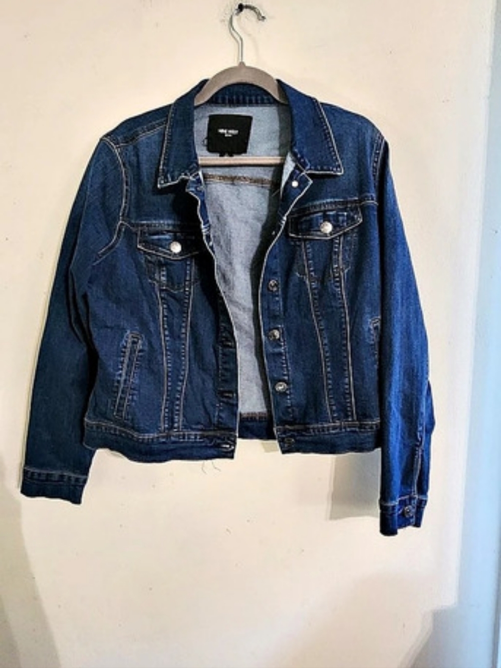 Nine West Jeans Dark Wash Denim Jacket Classic Trucker Size Large
